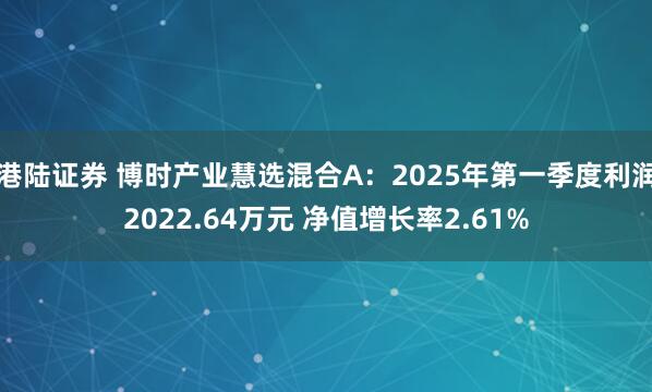 港陆证券 博时产业慧选混合A：2025年第一季度利润2022.64万元 净值增长率2.61%