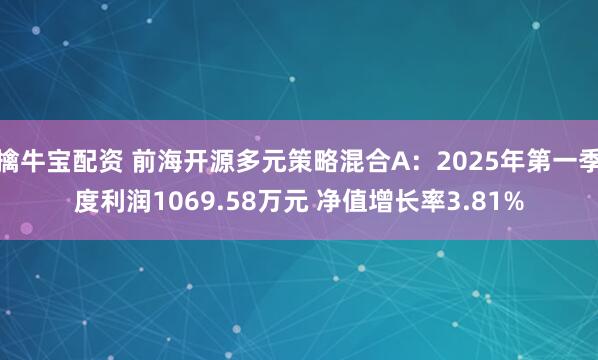 擒牛宝配资 前海开源多元策略混合A：2025年第一季度利润1069.58万元 净值增长率3.81%